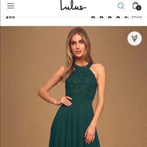 Lulus picture perfect emerald green lace maxi dress